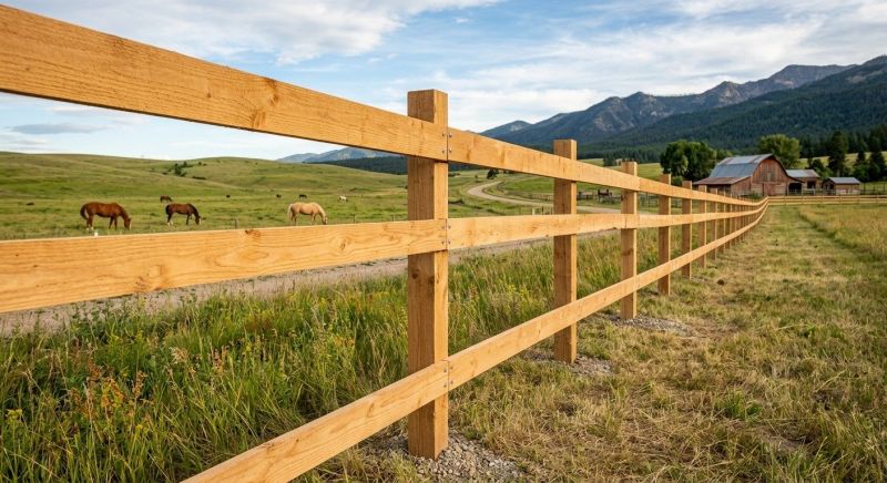 Wooden Farm Fence Installation in Sacramento, CA
